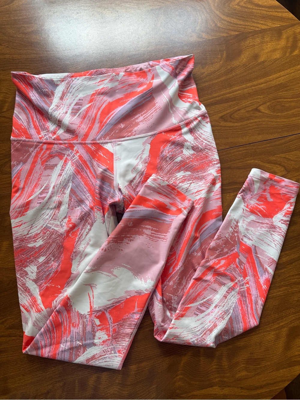 Old Navy Powersoft Abstract Pink & Coral High-Waist Workout Athletic Leggings